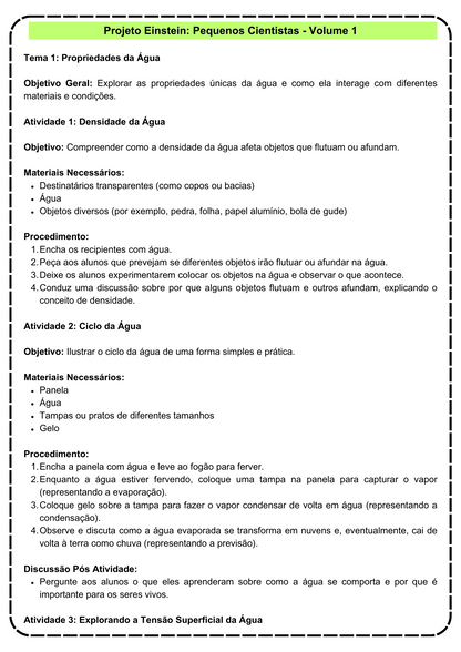 Projeto Einstein Pequenos Cientistas Volume 01