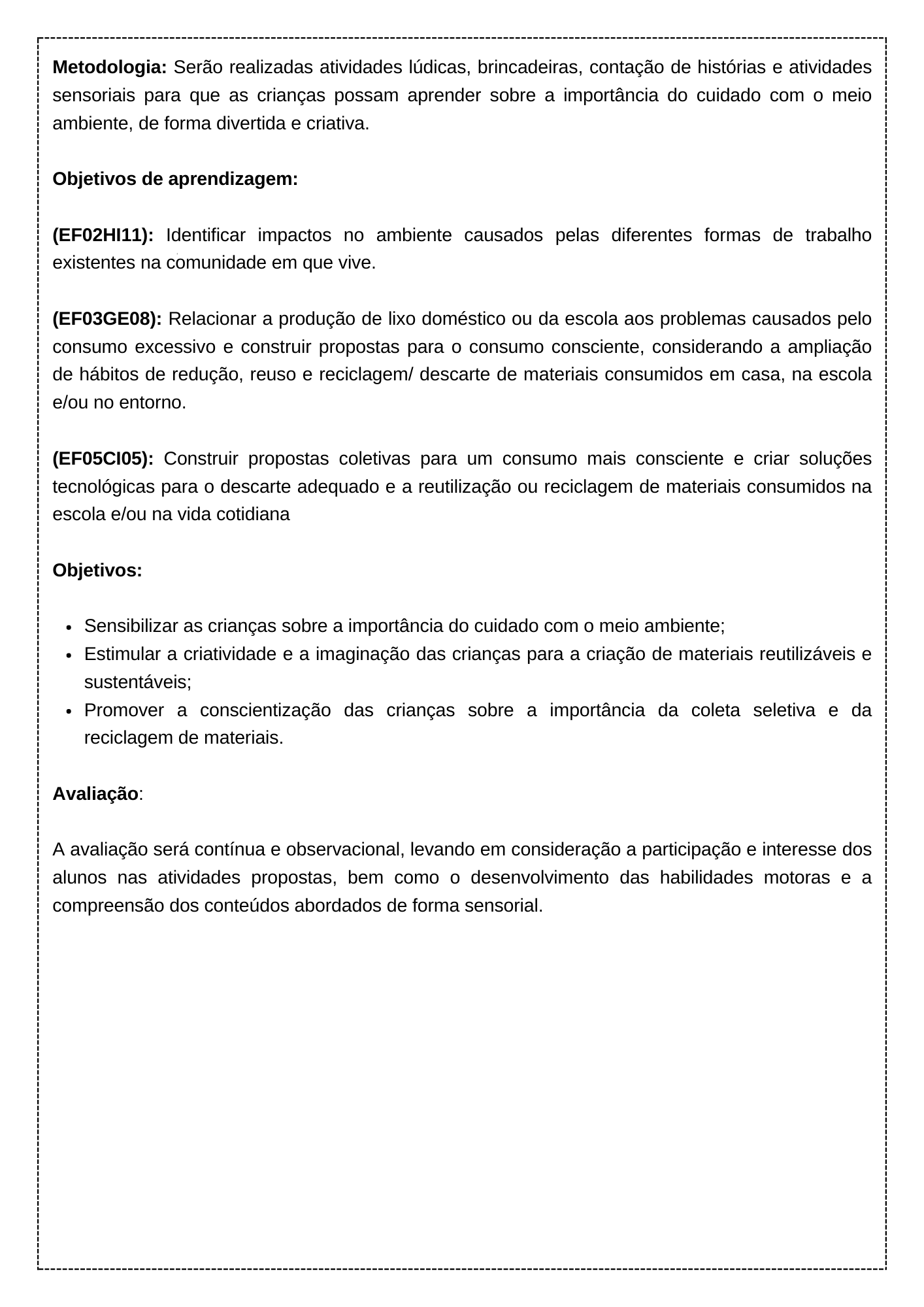 Plano de aula com sequência didática- MEIO AMBIENTE