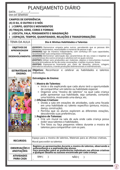 Planejamento Diário Pré I e II - SEMESTRAL E ANUAL 2024/2025