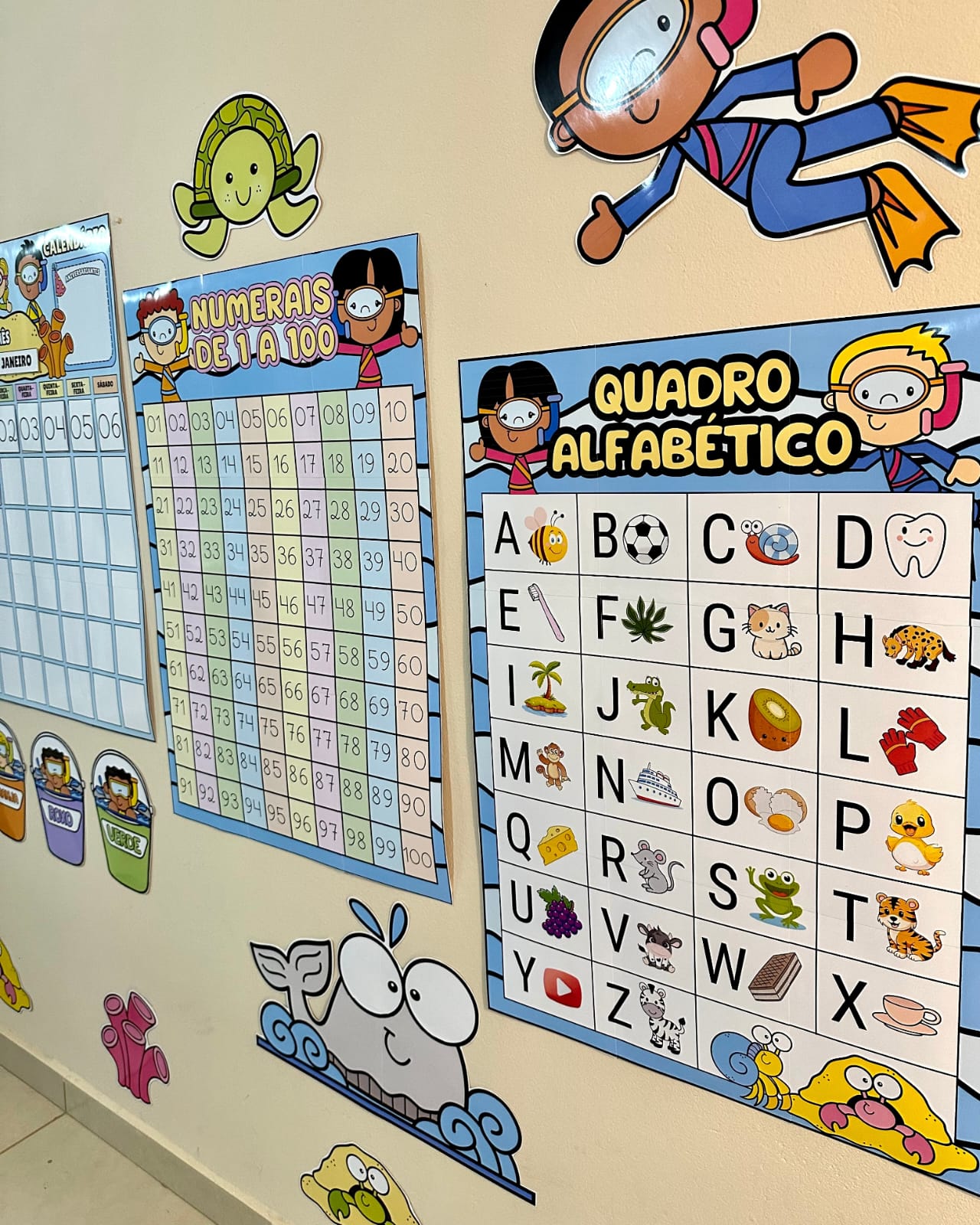 Kit Decoração e recurso sala de aula tema Fundo Do Mar