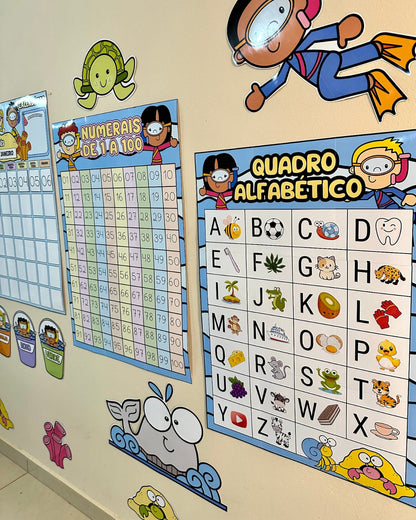 Kit Decoração e recurso sala de aula tema Fundo Do Mar