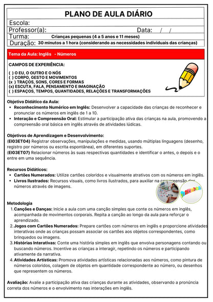 PLANEJAMENTOS DE AULAS DIÁRIOS PRÉ-ESCOLA I E II NOVOS