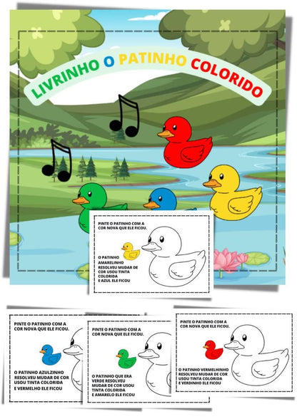 Livrinho o patinho colorido+Luva musical divertida