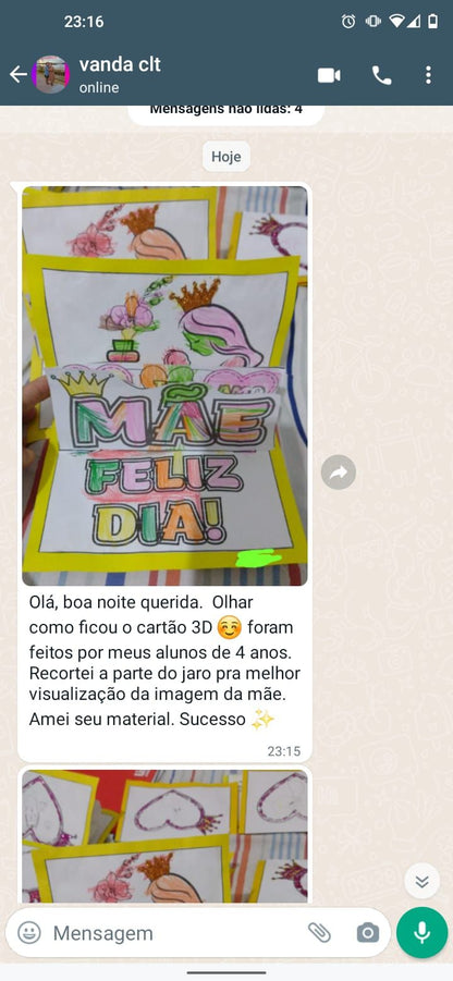 Cartão 3D Dia das mães